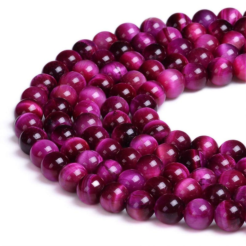 PLTbeads Natural Gemstone Loose Beads Smooth Round Approxi 15 inch DIY Bracelet Necklace for Jewelry Making (8mm, Pink Tiger Eye) - Image 1